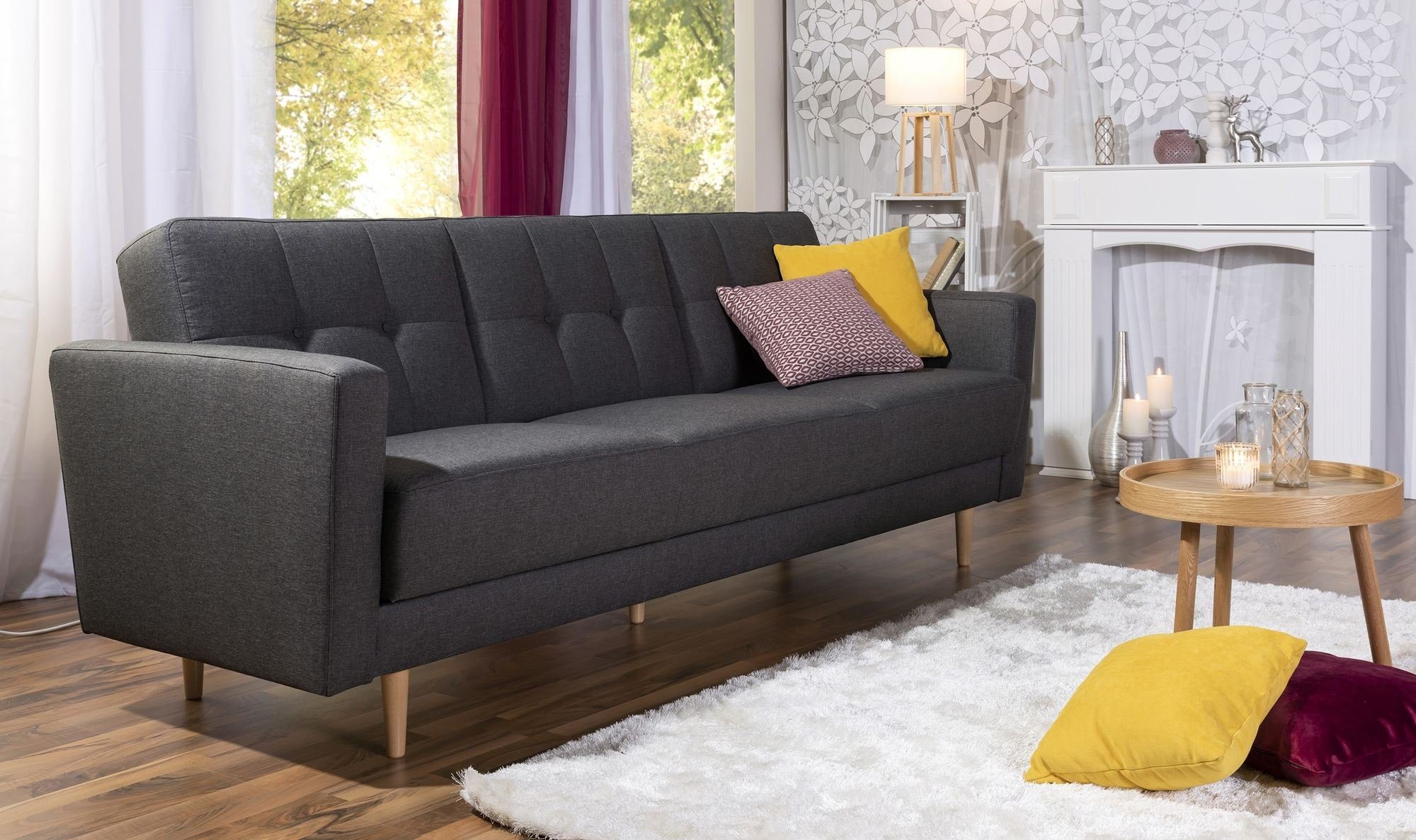 58 aufm Kessel Sofa Sofa 3-Sitzer mit Bettfunktion Karalee Bezug Flach, Sparpreis inkl. Kostenlosem Versand 1 Teile, hochwertig verarbeitet,bequemer Sitz