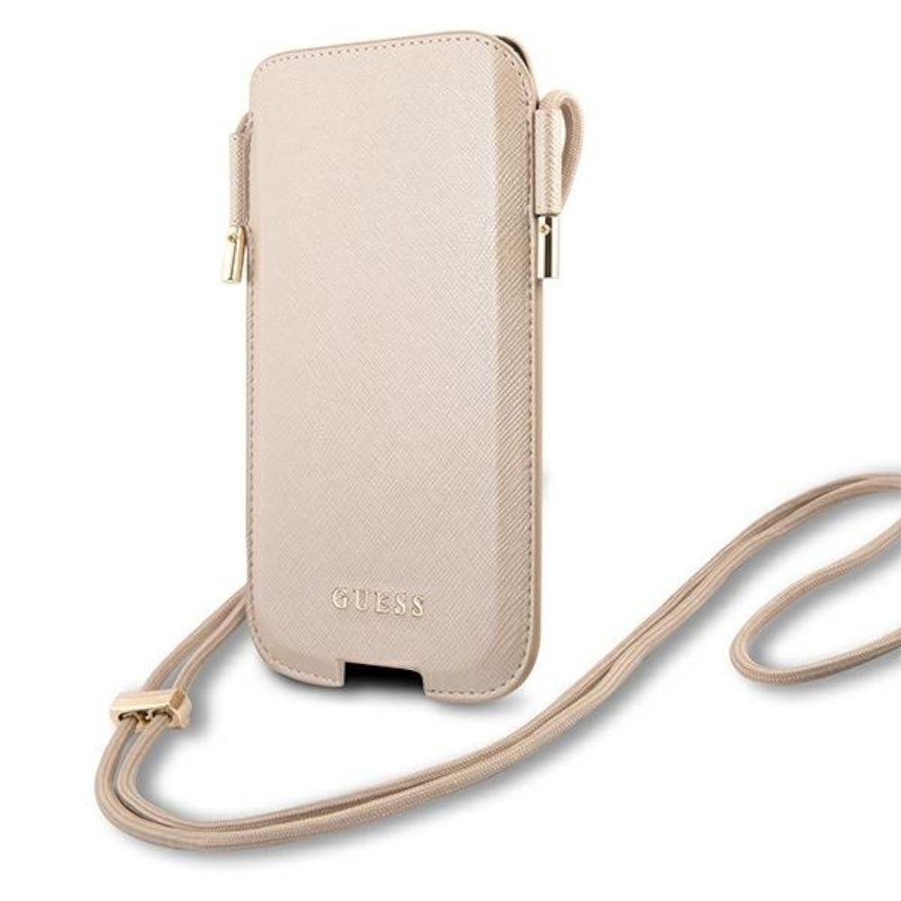 Guess Handyhülle Guess Smartphone Handy Umhänge Tasche für Apple iPhone 12  Mini / 12 / 12 Pro Gold