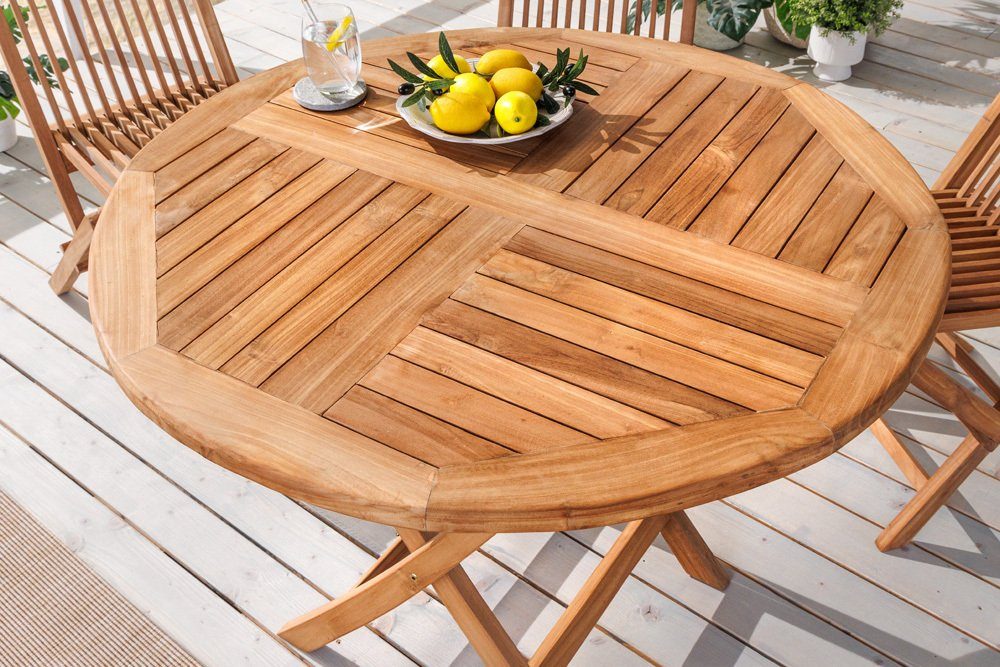 riess-ambiente Gartentisch EMPIRE TEAK (Einzelartikel, Balkonmöbel · Ø100cm klappbar Massivholz · 1-St), rund · · · Outdoor natur Teakholz