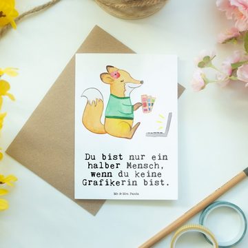 Mr. & Mrs. Panda Grußkarte Grafikerin Herz - Weiß - Geschenk, Designer, Grafikdesignerin, Medien, Einzigartige Motive