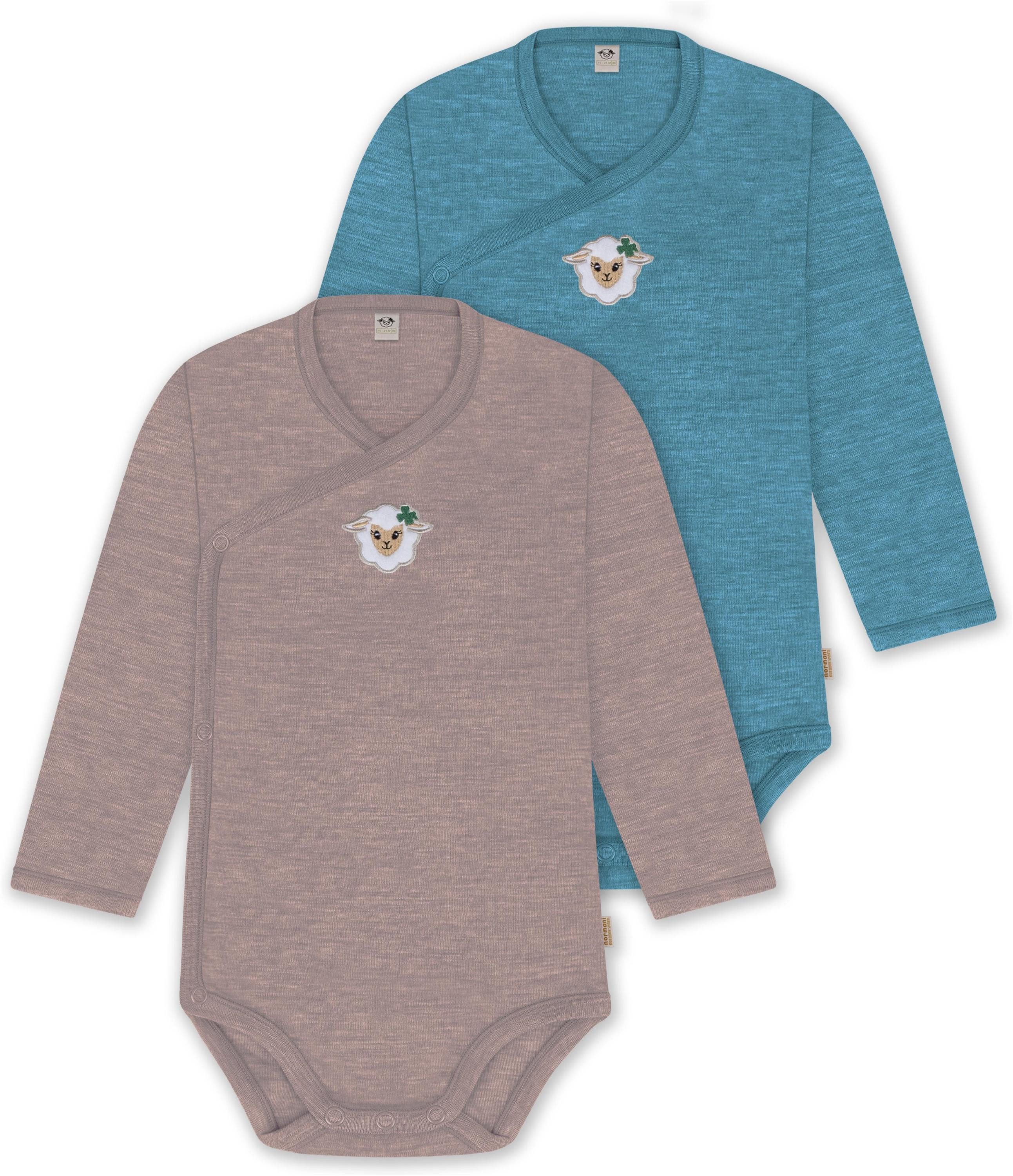 Langarmwickelbody 2er Pack Bio Baby-Body Langarm Wickelbody
