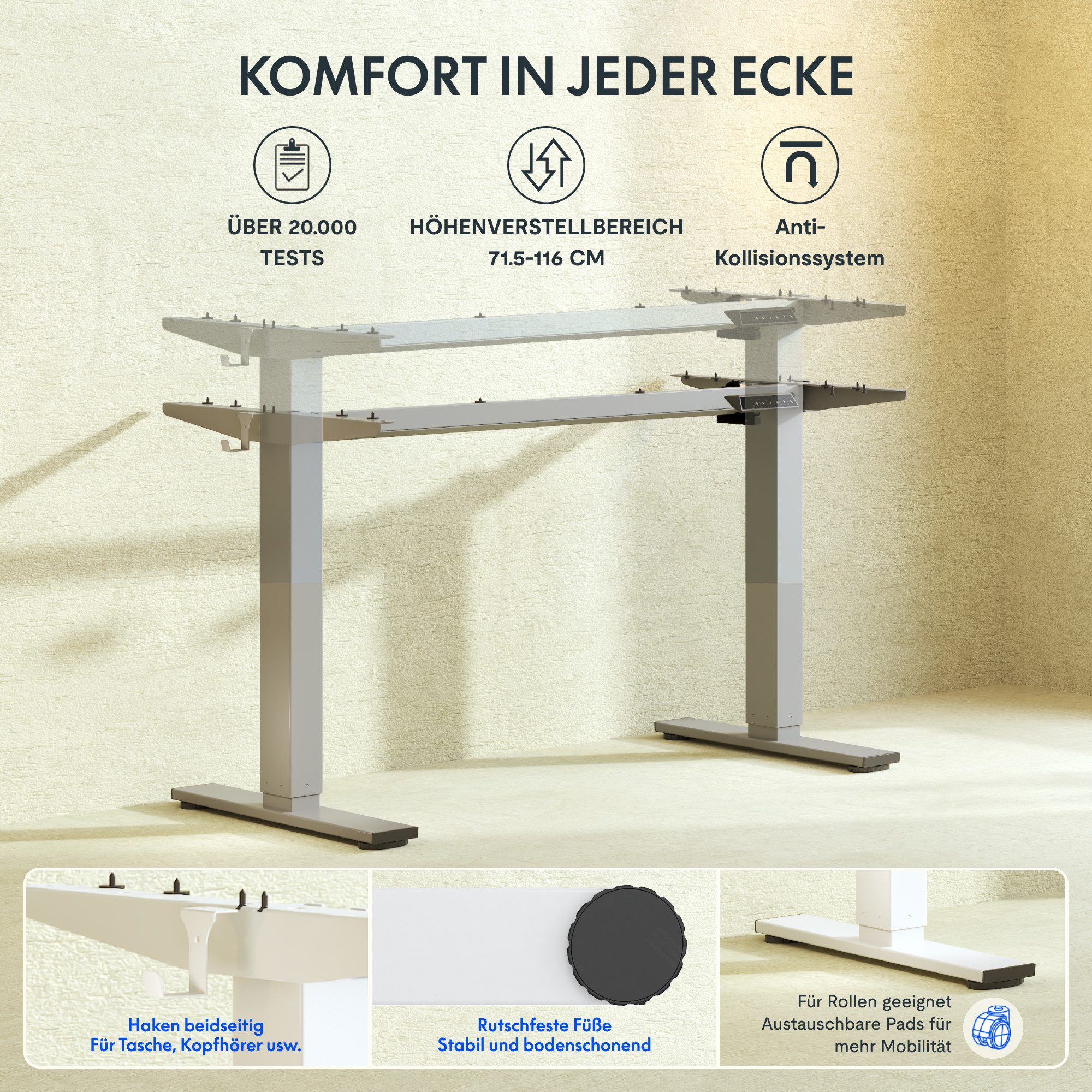 FLEXISPOT Schreibtisch Elektrisch höhenverstellbares Tischgestell, Schwarz/ günstig online kaufen