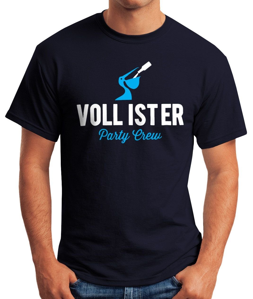 T-Shirt Vollister Fun-Shirt Bier MoonWorks Lustiges Print-Shirt Herren Moonworks® mit Print navy