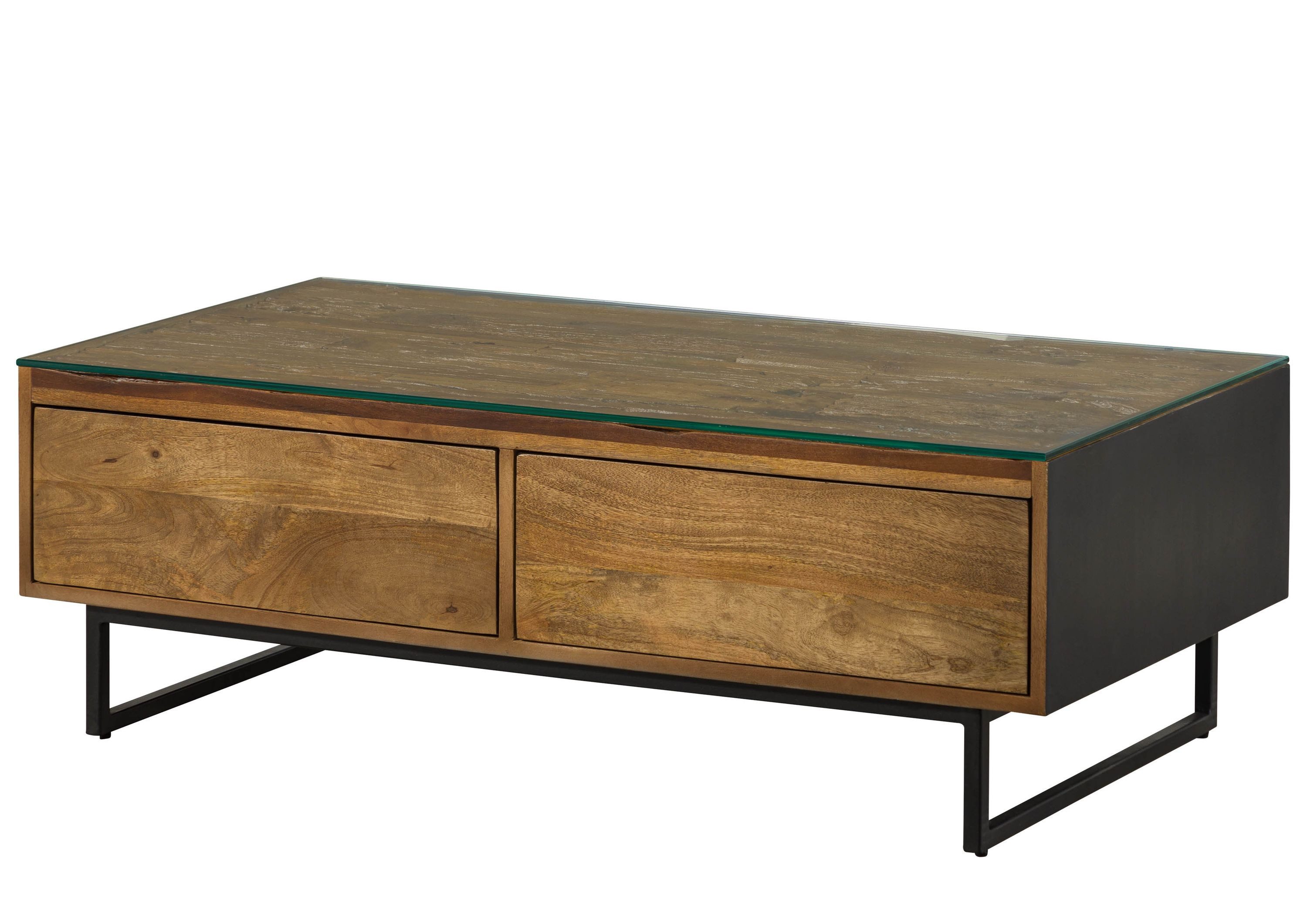 Massivmoebel24 Couchtisch DAVIS (Massivholz, Massivholztisch), Mango / Altholz 120x60x40 schwarz / natur lackiert DAVIS #50