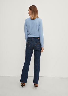 Comma 5-Pocket-Jeans Slim: Flared crop leg-Jeans Waschung