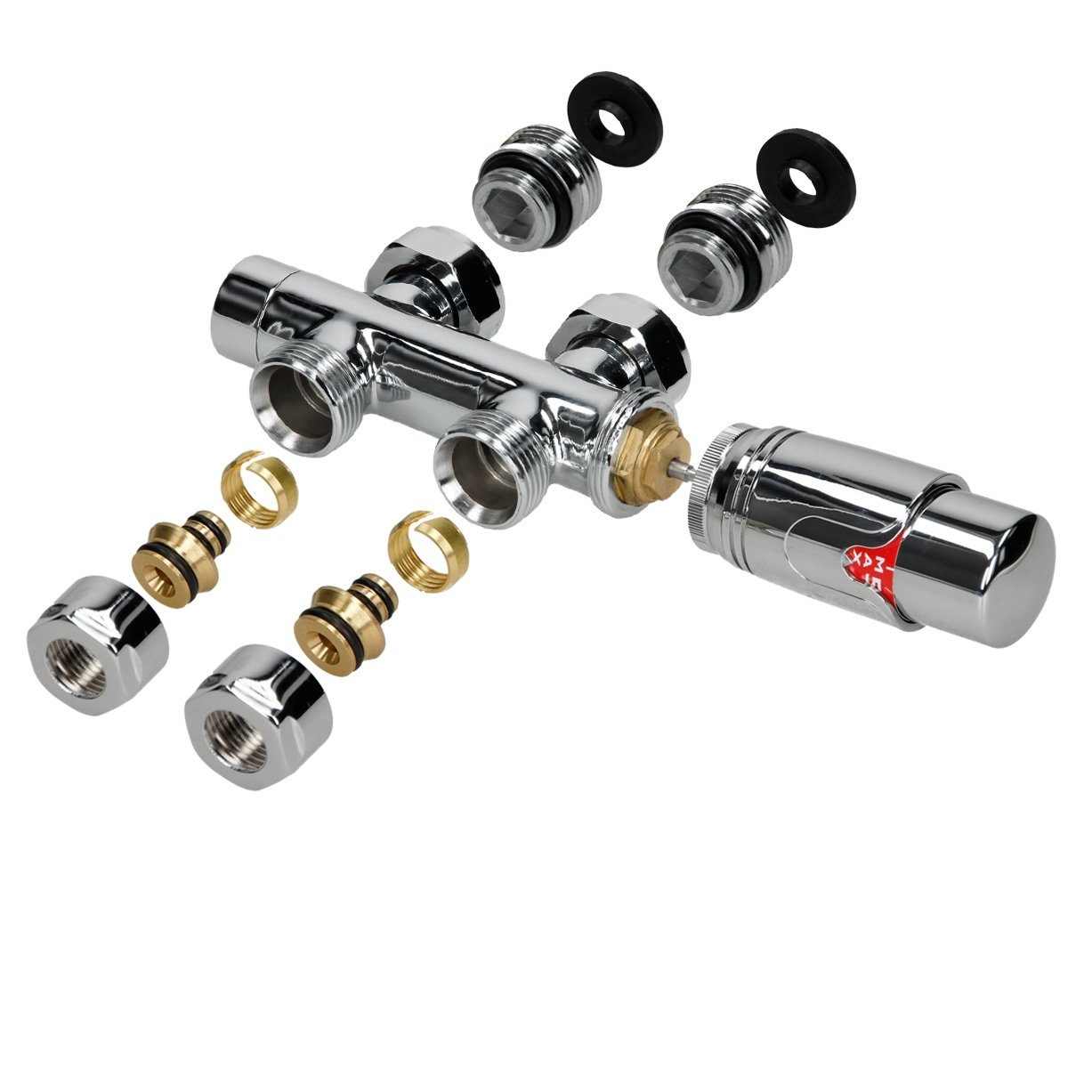 Heizkörperthermostat Ventil-Armaturen Set Multiblock Anschlussgarnitur Thermostat