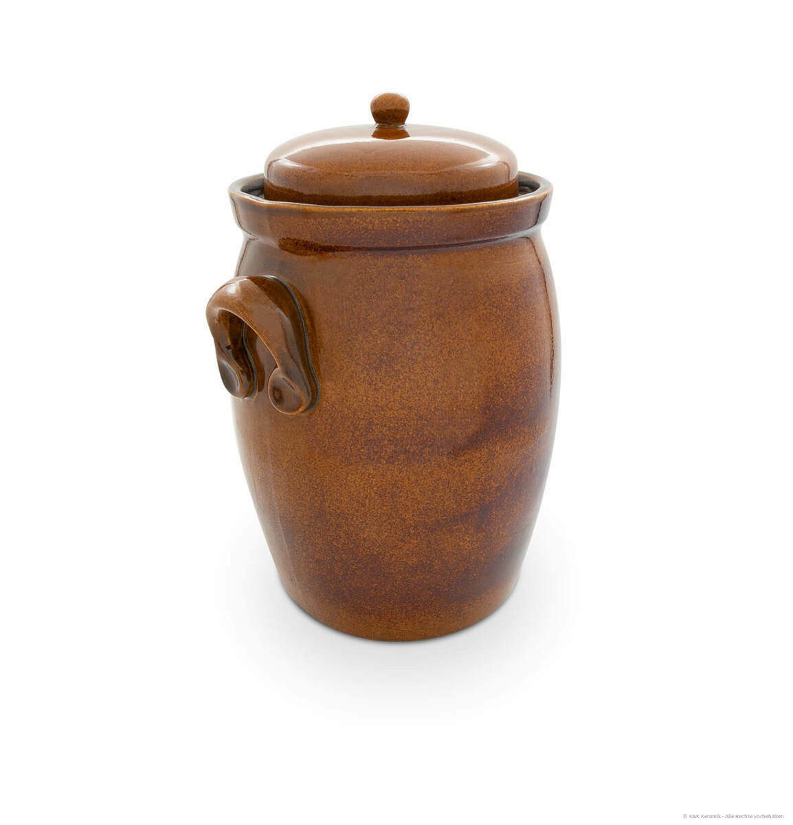 KERAZO Fermentationsglas KERAZO 10L Gärtopf Sauerkrauttopf Gurkentopf Rumtopf inkl Deckel+Stein, Keramik, Mit Wasserrinne, robuste Keramik, lebensmittelecht, für Sauerkraut