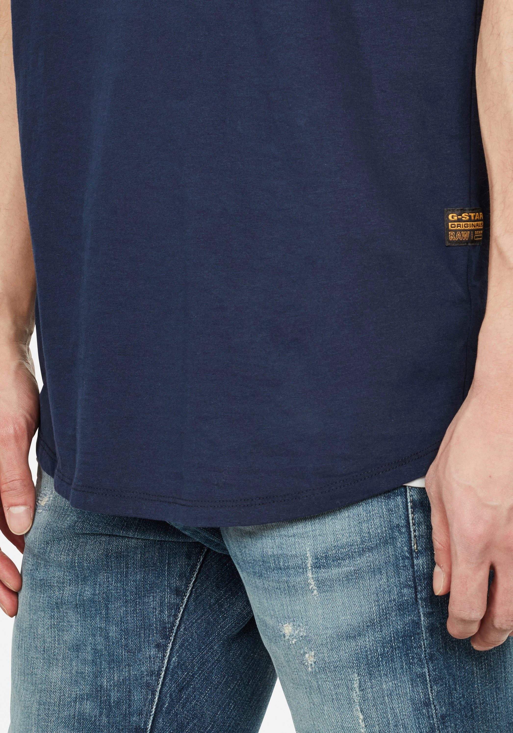 RAW Logo T-Shirt kleinem Lash G-Star Stitching navy-meliert mit