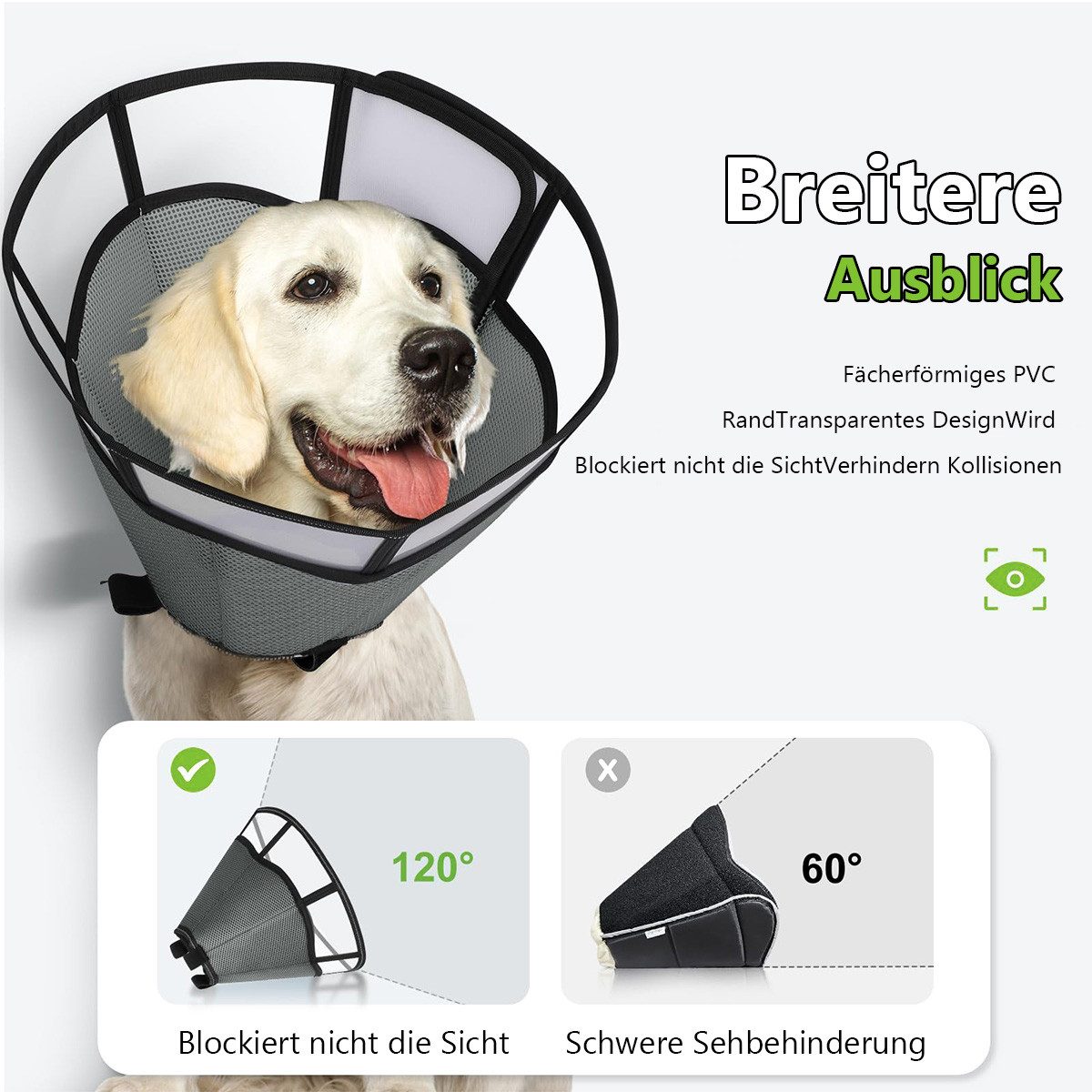 Novzep Schutzkragen Hundehalskrause XL,Graue Hundehalsband,atmungsaktiv,mehrere Größen, leicht und bequem,schützendes Halskrause