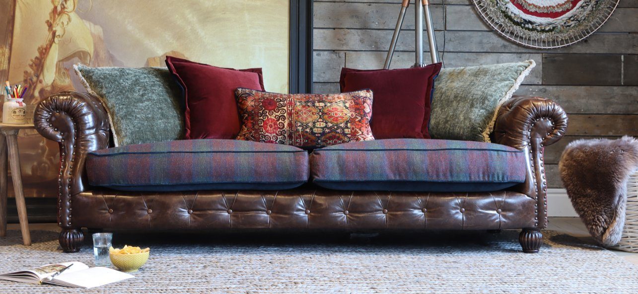 Natur24 Sofa Sofa The Highlands Grand 237x88x72 cm Leder Galveston Walnut/Cairngorm