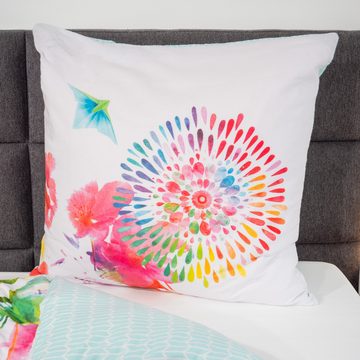 Bettwäsche Comfort Baumwolle, Traumschloss, Flanell, 2 teilig, bunte Mandalas auf weißem Hintergrund