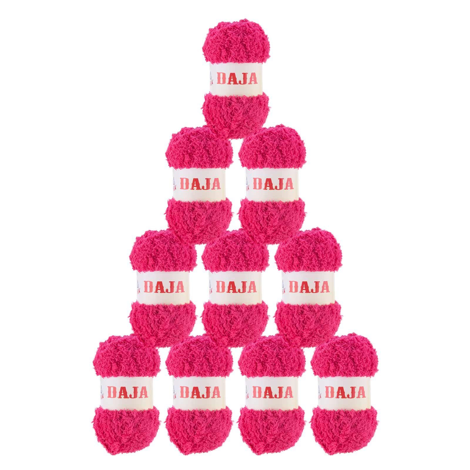 VLNIKA 10 x 50g Kuschelgarn DAJA Häkelwolle, pink