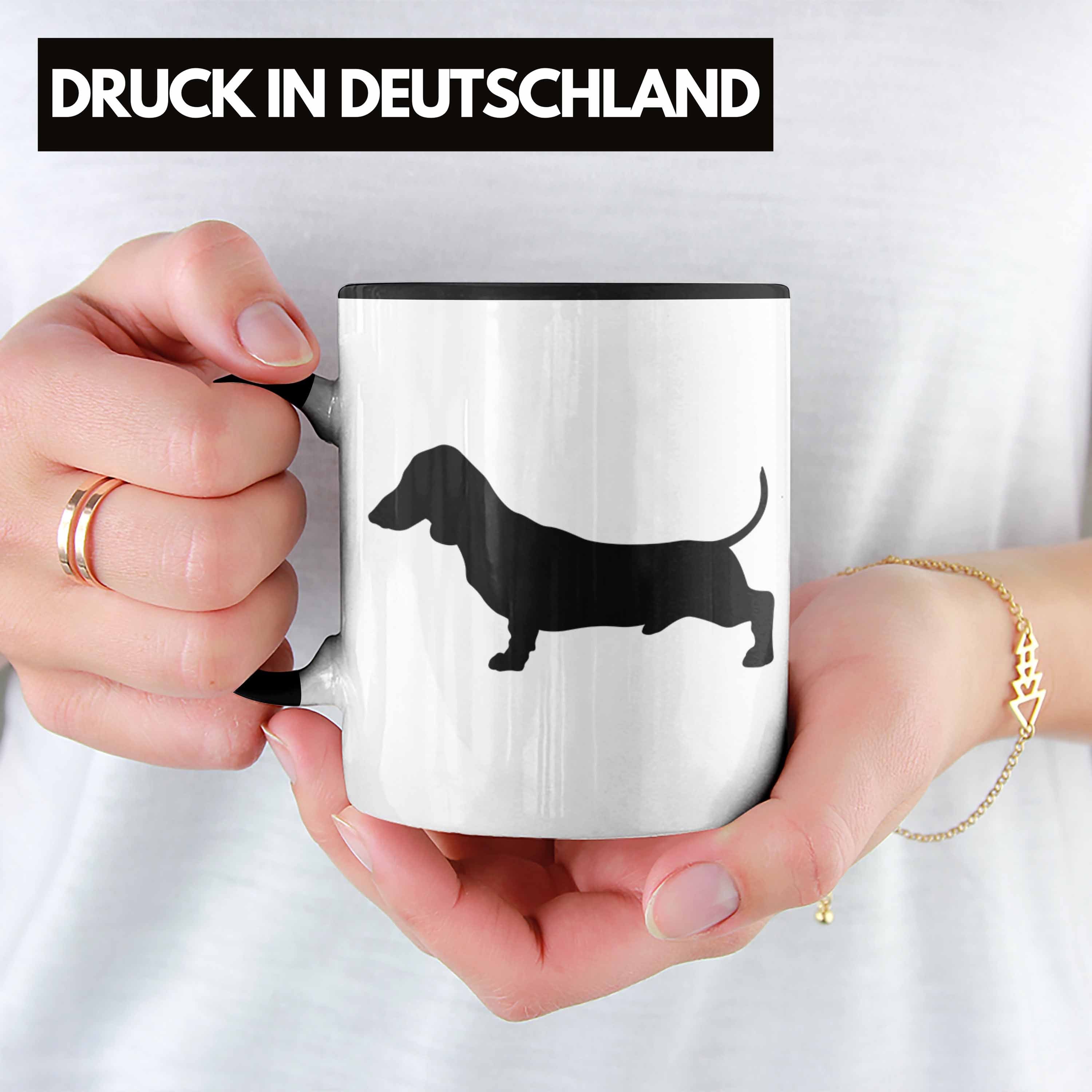 Ge Dackel-Besiterin Schwarz Tasse Geschenk Trendation für Tasse Grafik Herrchen Frauchen Dackel