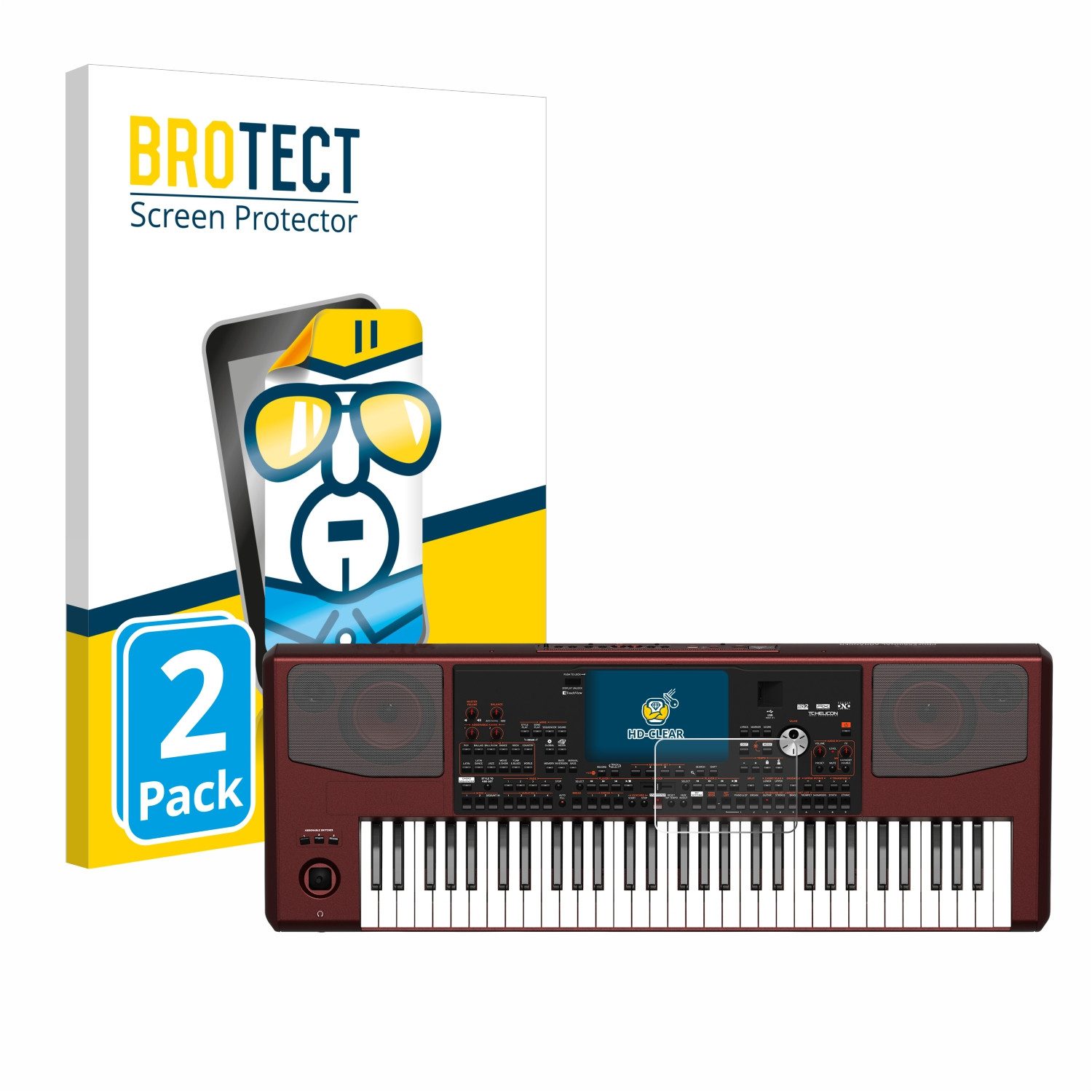 BROTECT Displayschutzfolie Schutzfolie für KORG Pa700, 2 Stück, Displayschutz Schutz Folie Klar Transparent
