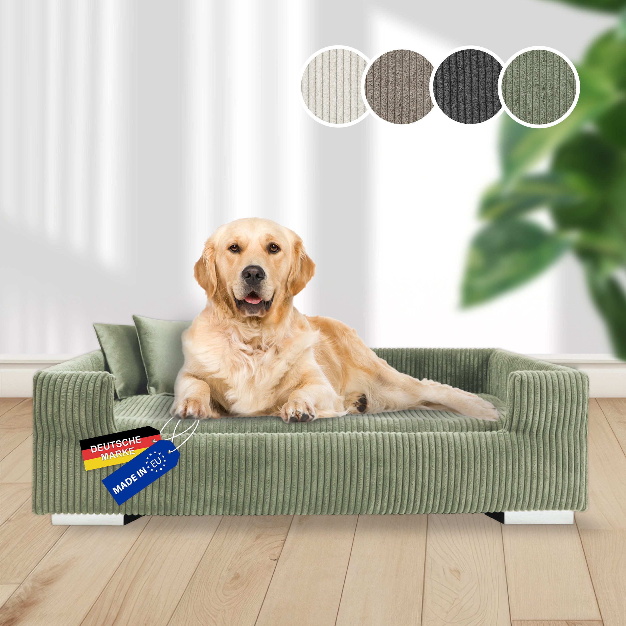 Rohrschneider Tiersofa Hundesofa Cord hoher Rand, waschbarer Bezug 4 Farben günstig online kaufen