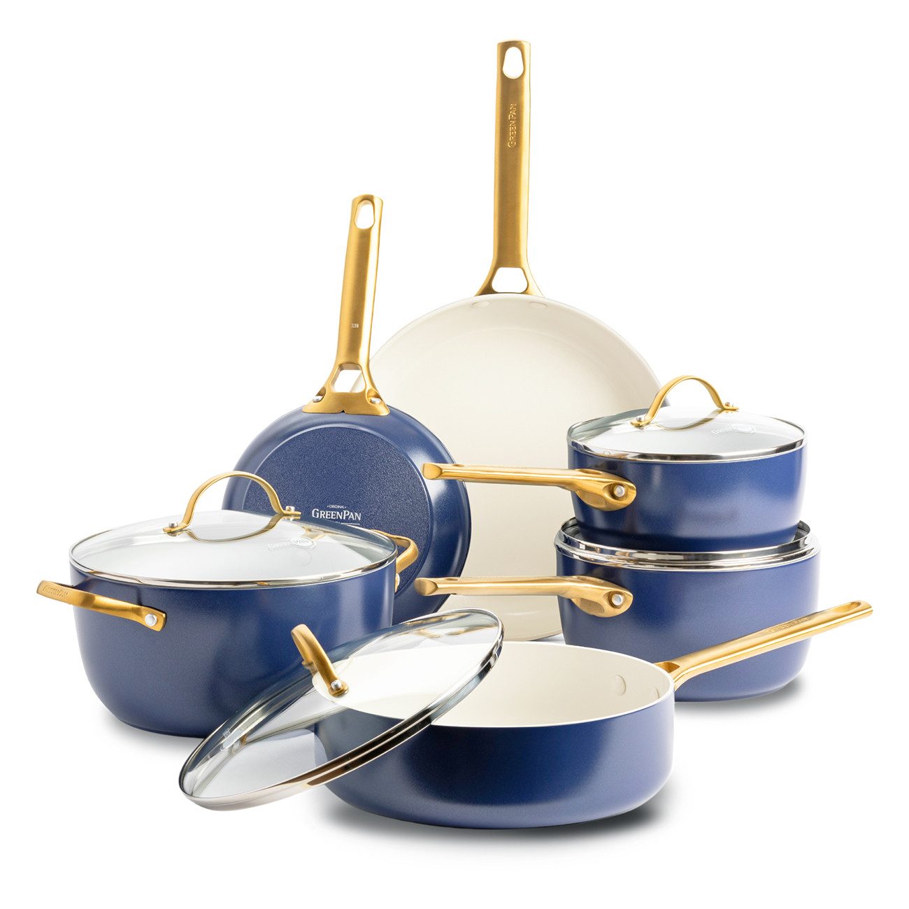 GREENPAN Pfannen-Set Padova Reserve 6-tlg. Topf & Pfannen-Set Spülmaschinenfest, Aluminium, 6-tlg. Topf & Pfannenset, Ofenfest bis 200°C, Spülmaschinenfest