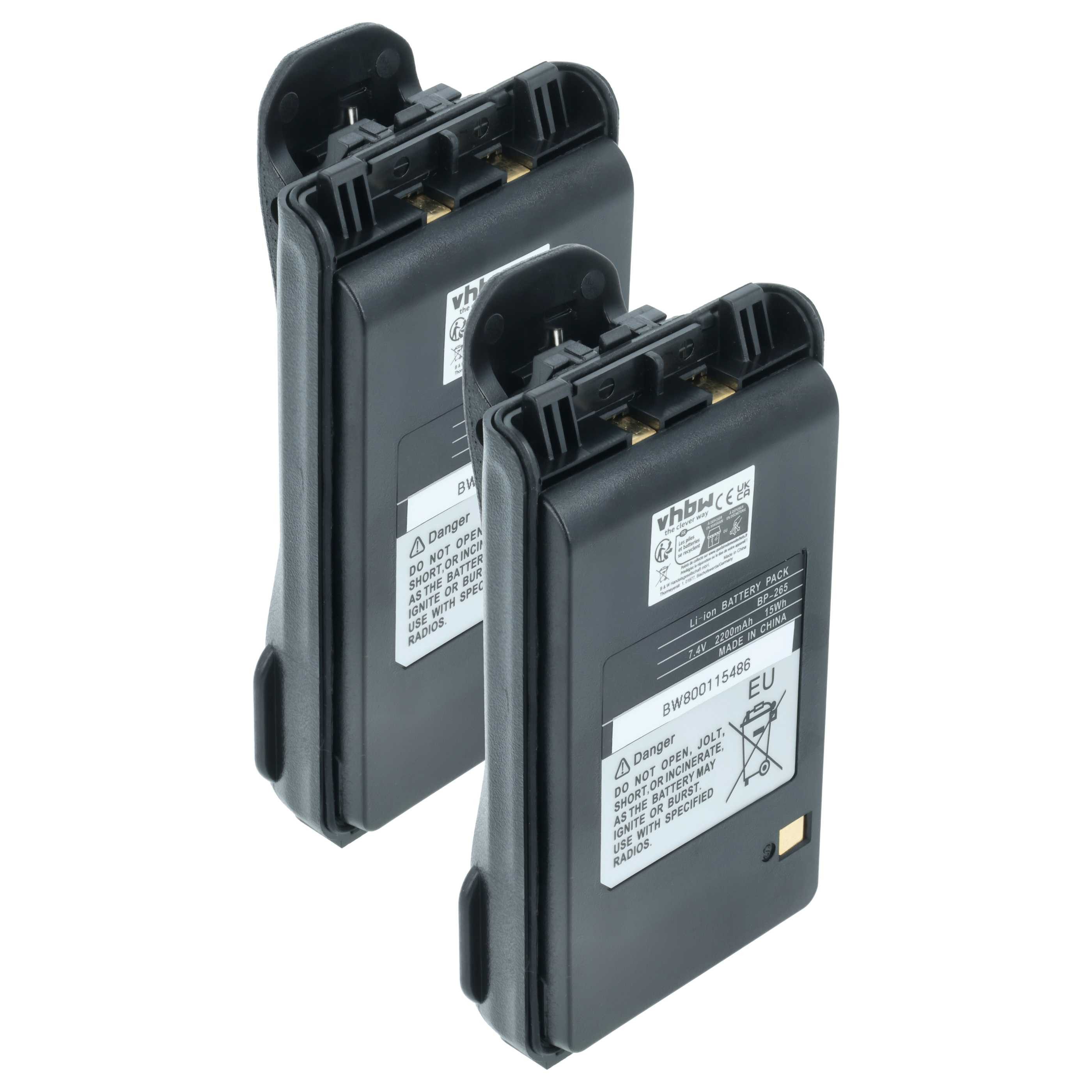 vhbw Akku passend für Icom IC-F3002, IC-F3001, IC-4101, IC-F3003, IC-3101 Akku Akku Li-Ion 2200 mAh (7,4 V, 2 St), Leistungsfähige Austausch-Akkus für Ihr Funkgerät, Walkie-Talkie