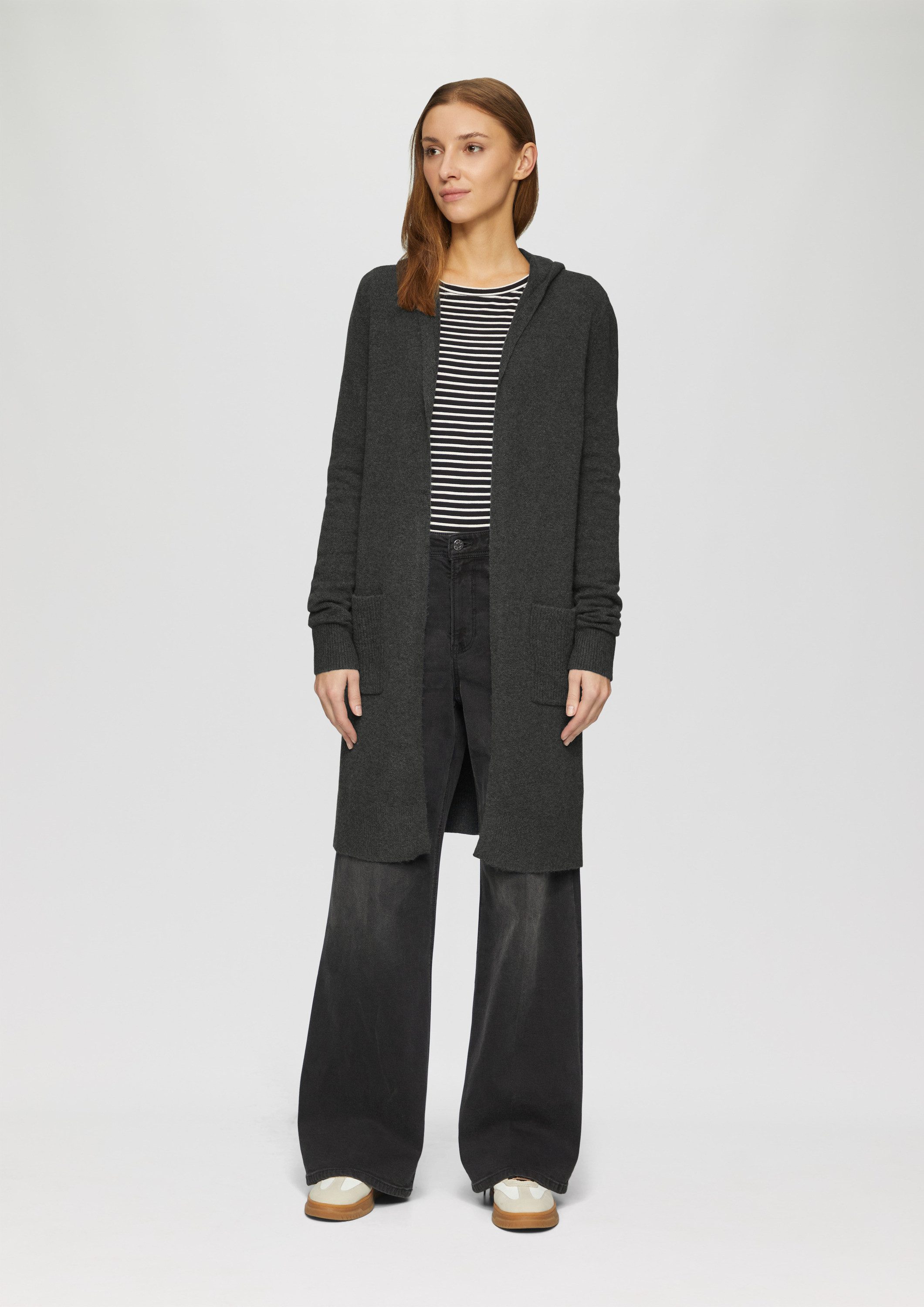 s.Oliver Cardigan Strickjacke Long-Cardigan mit Kapuze