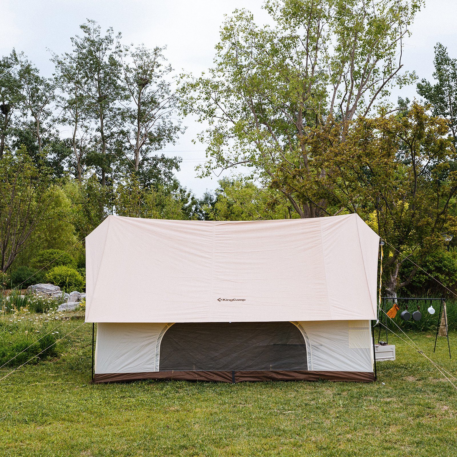 Baumwolle Firstzelt Familien Personen, Zelt Pinehouse Hauszelt 3-4 Campingzelt KingCamp
