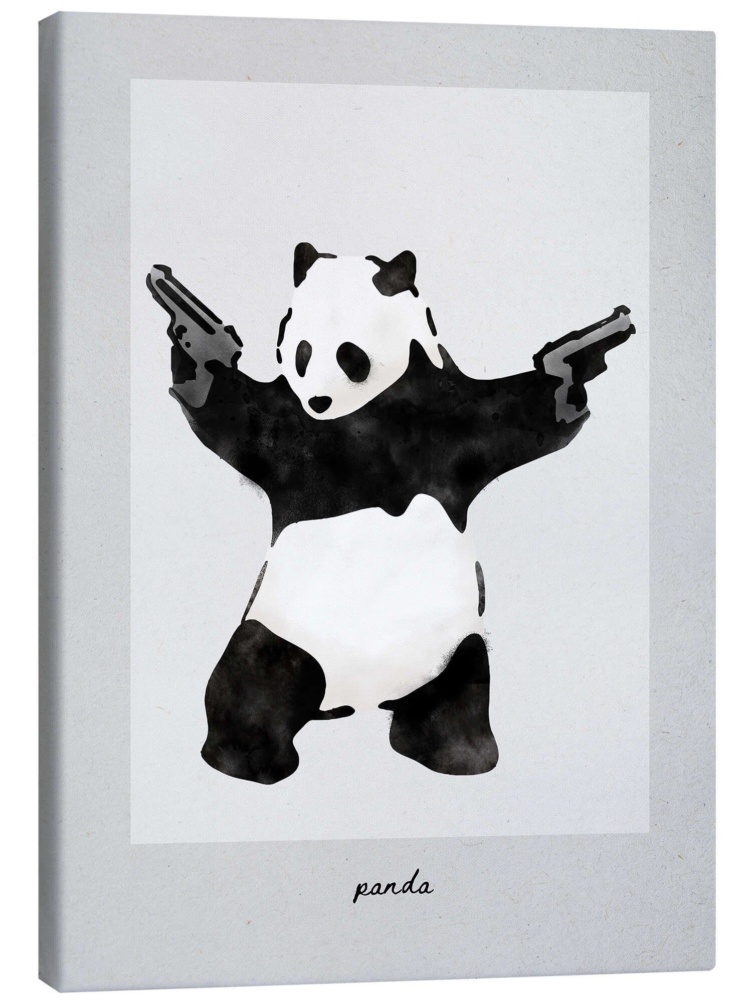 Posterlounge Leinwandbild Editors Choice, Banksy - Angry Panda, Modern Illustration