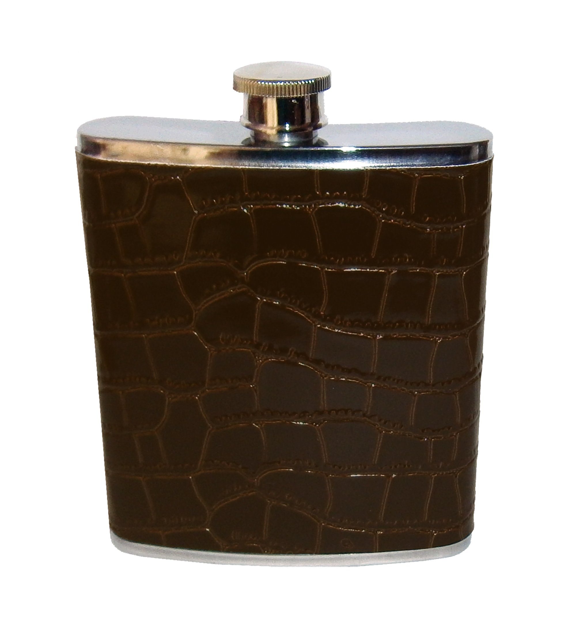 Arte Regal Flachmann FLACHMANN - 210ml/7oz Kroko Leder optik Edelstahl 82 (Dunkelbraun), Schraubverschluß
