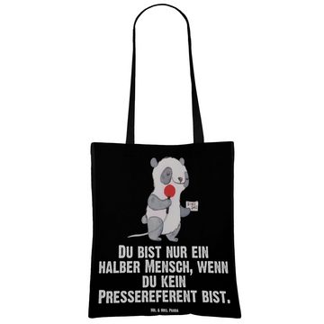 Mr. & Mrs. Panda Tragetasche Pressereferent Herz - Schwarz - Geschenk, Studium, Mitarbeiter, Press (1-tlg), Lange Tragegriffe