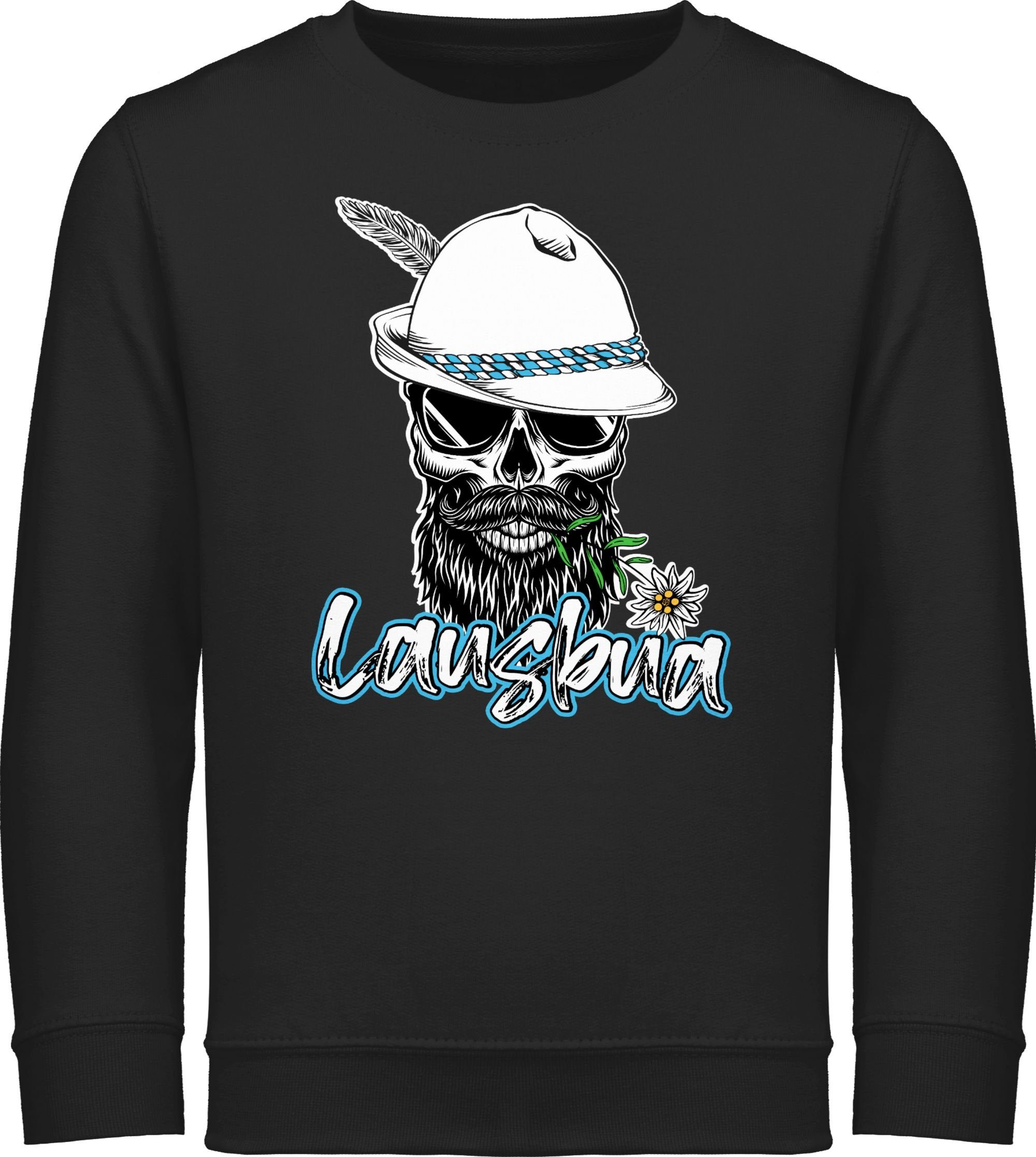 Shirtracer Sweatshirt Lausbua Totenkopf Skull 1 für Oktoberfest Schwarz Mode Outfit Kinder Bayrisch Schlingel Lausbub