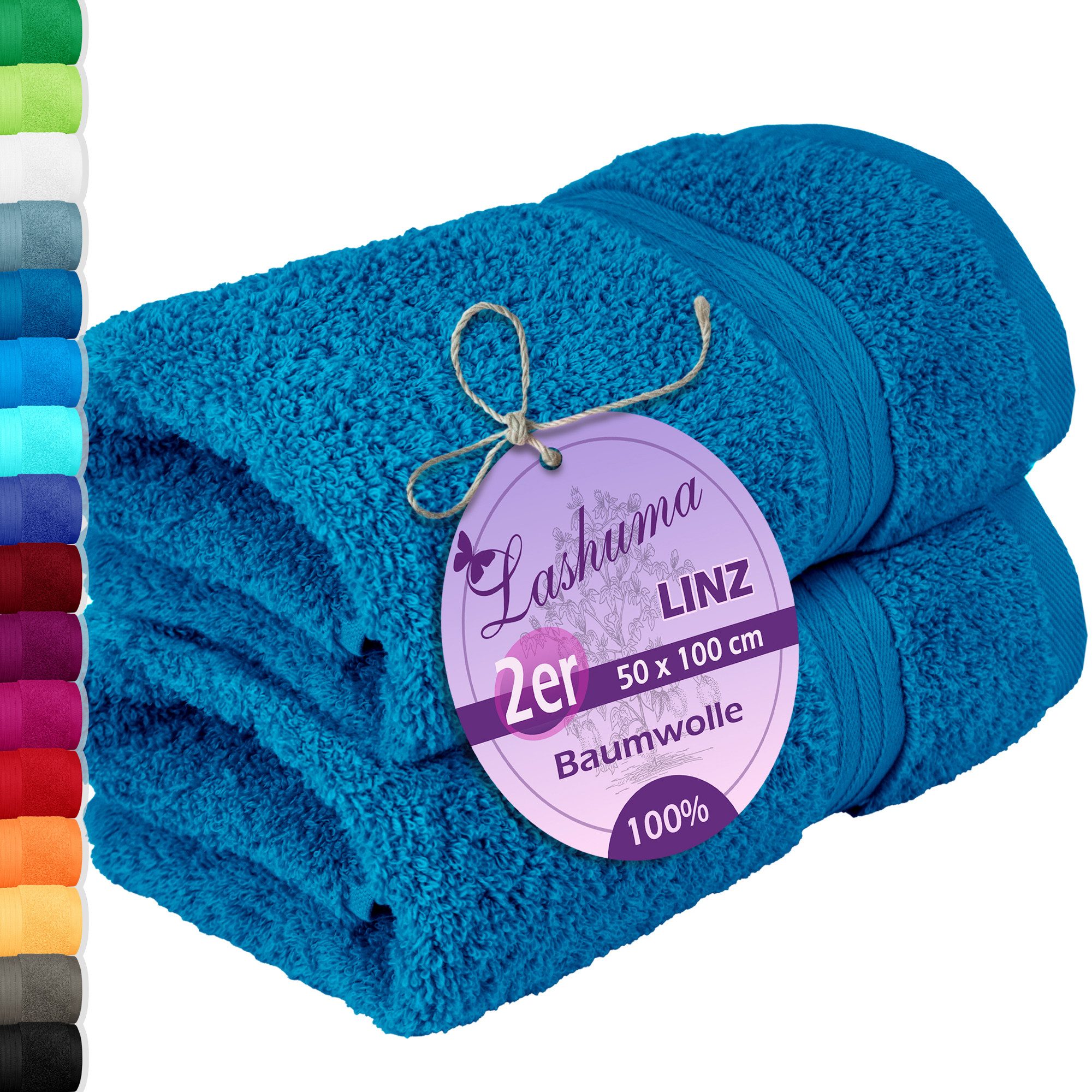 Lashuma Handtücher Linz, Frottee (2-St), Modernes Handtuch Set Petrol blau 50x100 cm