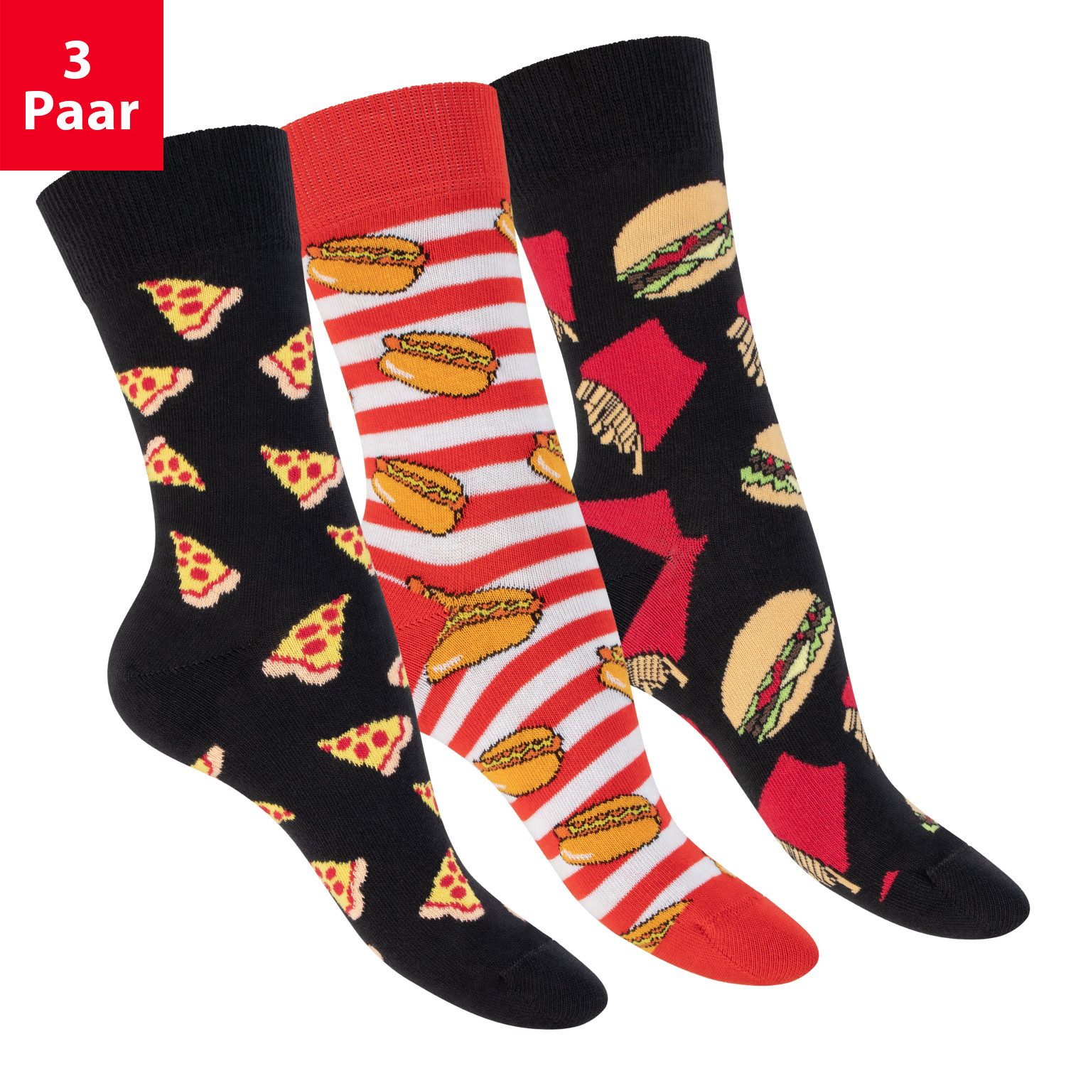 Footstar Basicsocken Damen/Herren Bunte Motiv Socken Funny Baumwollsocken