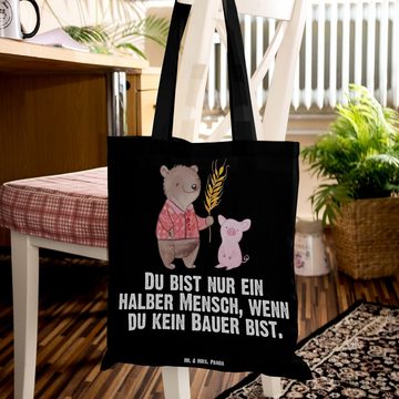 Mr. & Mrs. Panda Tragetasche Bauer Herz - Schwarz - Geschenk, Dankeschön, Landwirt; Bauer, Einkauf (1-tlg), Modisches Design
