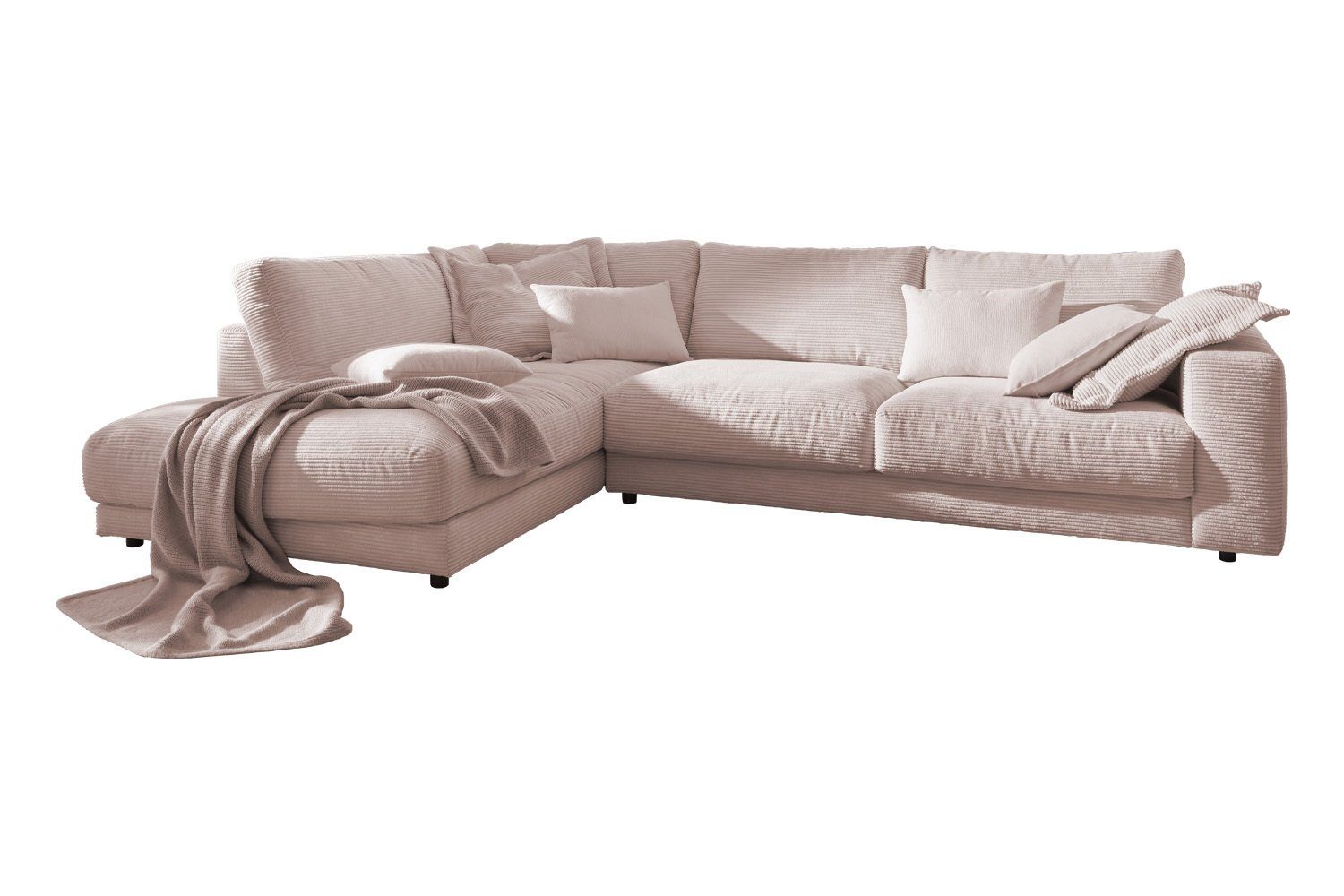 Cord, rechts Recamiere Sofa rosa versch. MADELINE, Ecksofa od. KAWOLA Farben links,