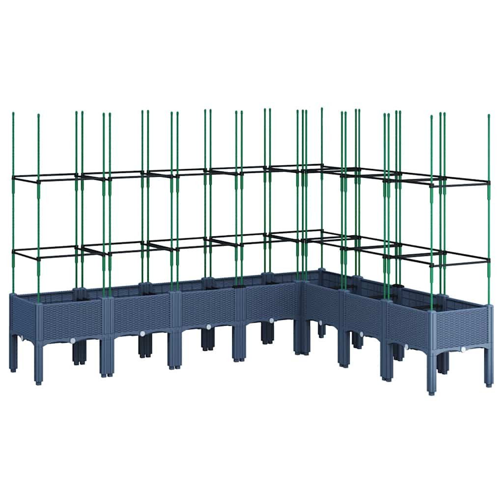 vidaXL Blumentopf Pflanzkübel mit Rankgitter Blaugrau 200x160x142,5 cm PP (1 St)