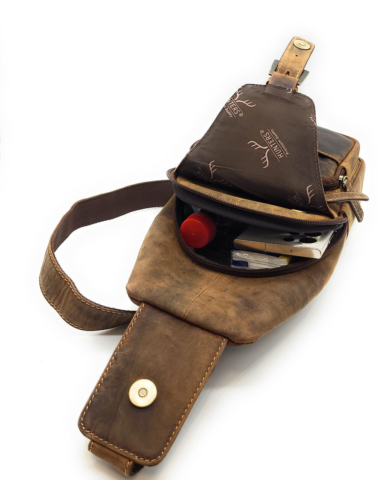 Lemasi Umhängetasche echt Leder Slingbag Crossbody Bag Crossbag, robustes und langlebiges Hunterleder