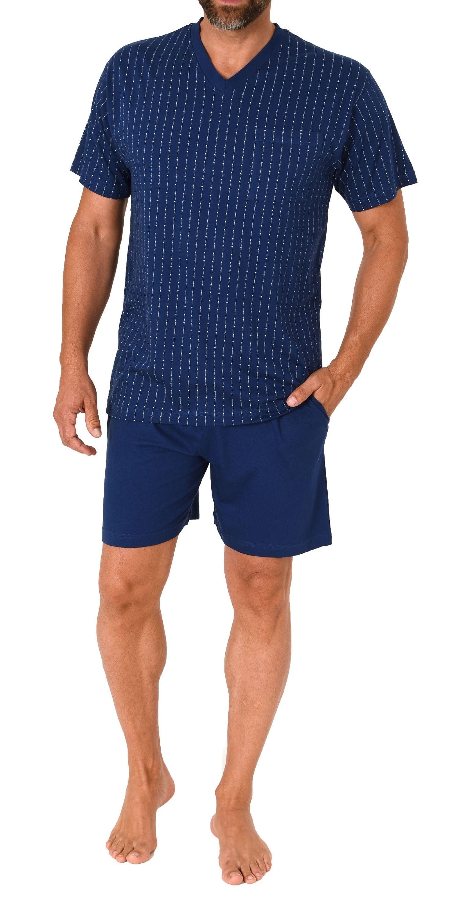 Pyjama Herren Schlafanzug Kurzarm Shorty Pyjama – Streifenoptik