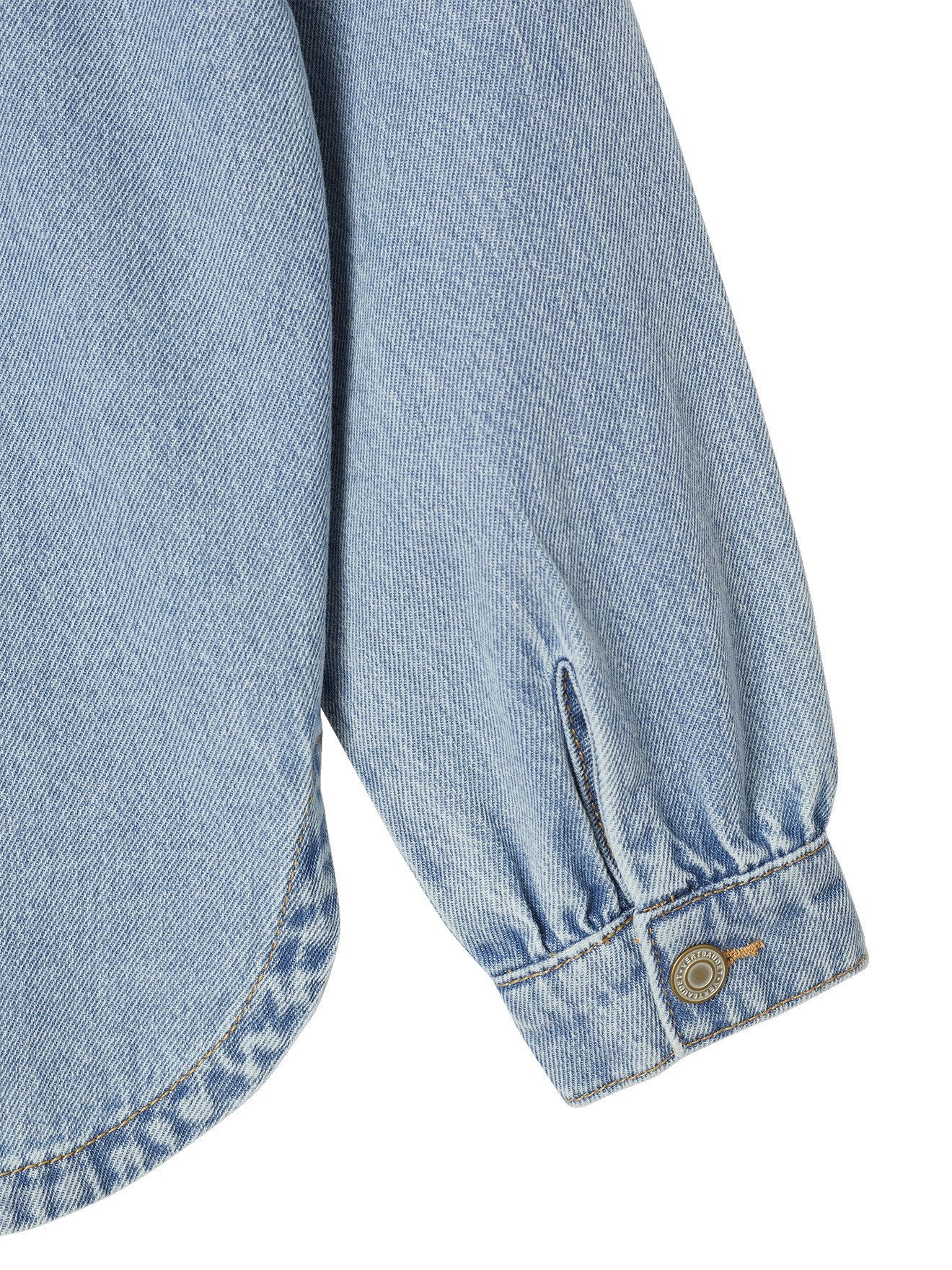 vertbaudet Langarmhemd Weites Mädchen Jeanshemd