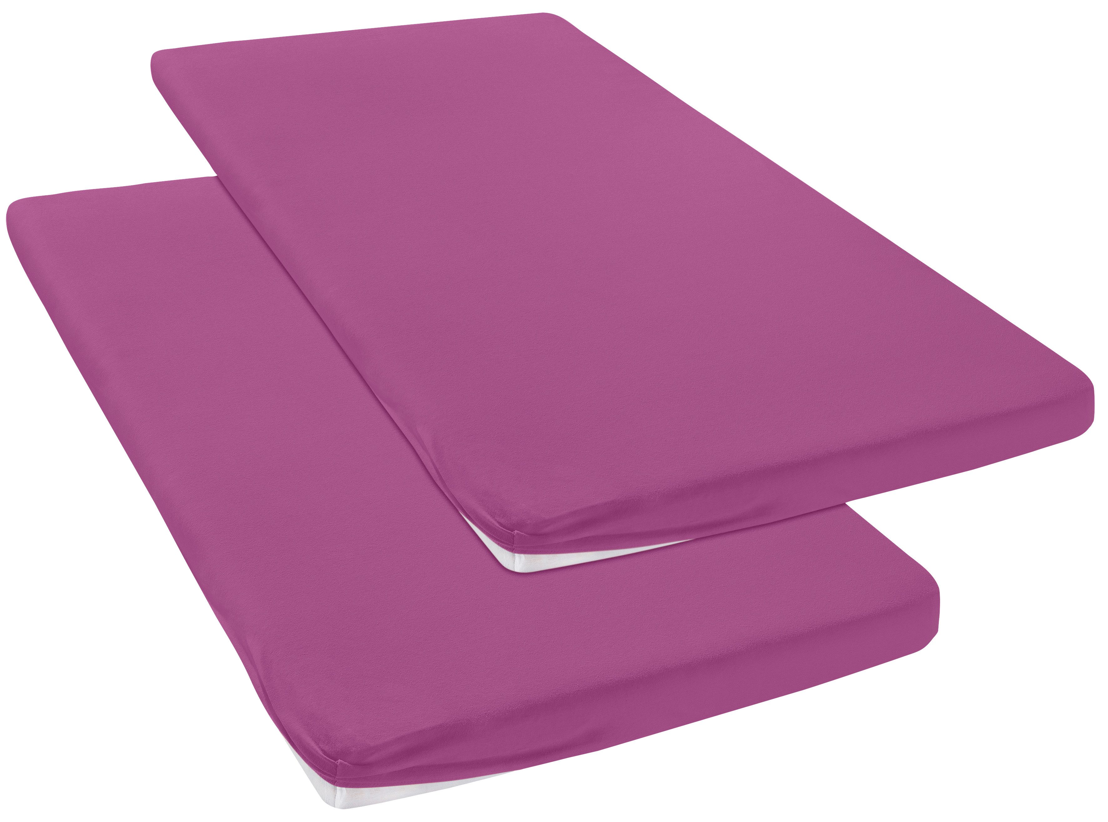 OTTO home Spannbettlaken Topper Basic, in Gr. 90x200, 140x200 oder 180x200 cm, Baumwoll-Jersey, Gummizug: rundum, (2 Stück), Baumwolle, Matratzen bis 8 cm Höhe, Bettlaken, Spannbetttuch, Laken