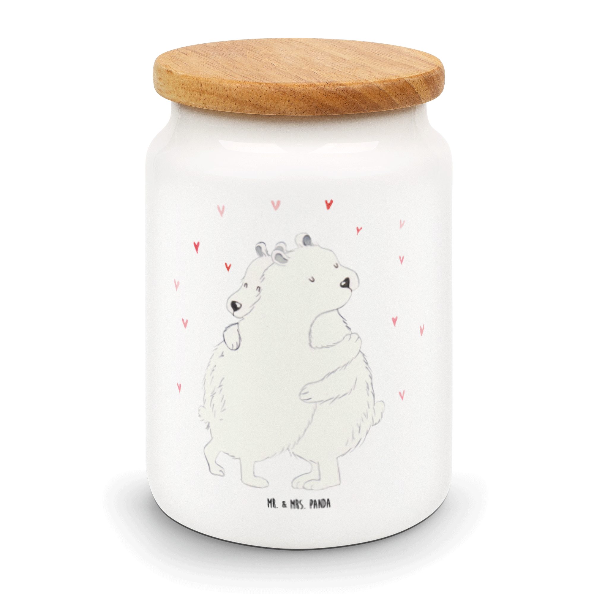 Mr. & Mrs. Panda Vorratsdose Eisbär Umarmen - Weiß - Geschenk, Dose, Gute Laune, Aufbewahrungsdose, Keramik, (1-tlg)