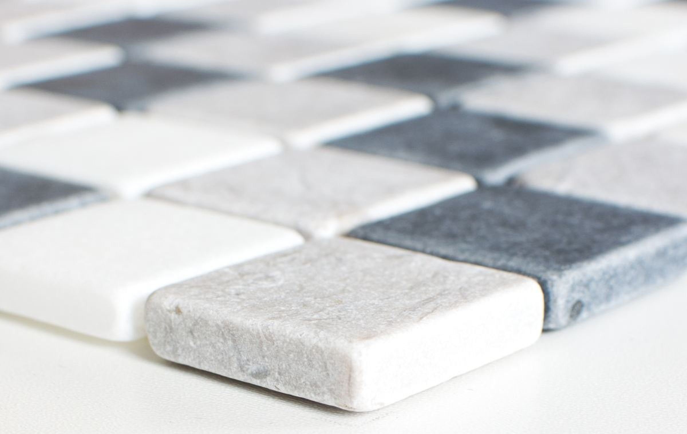 Mosani Mosaikfliesen Marmor Mosaik Fliese Naturstein beige grau schwarz Wand