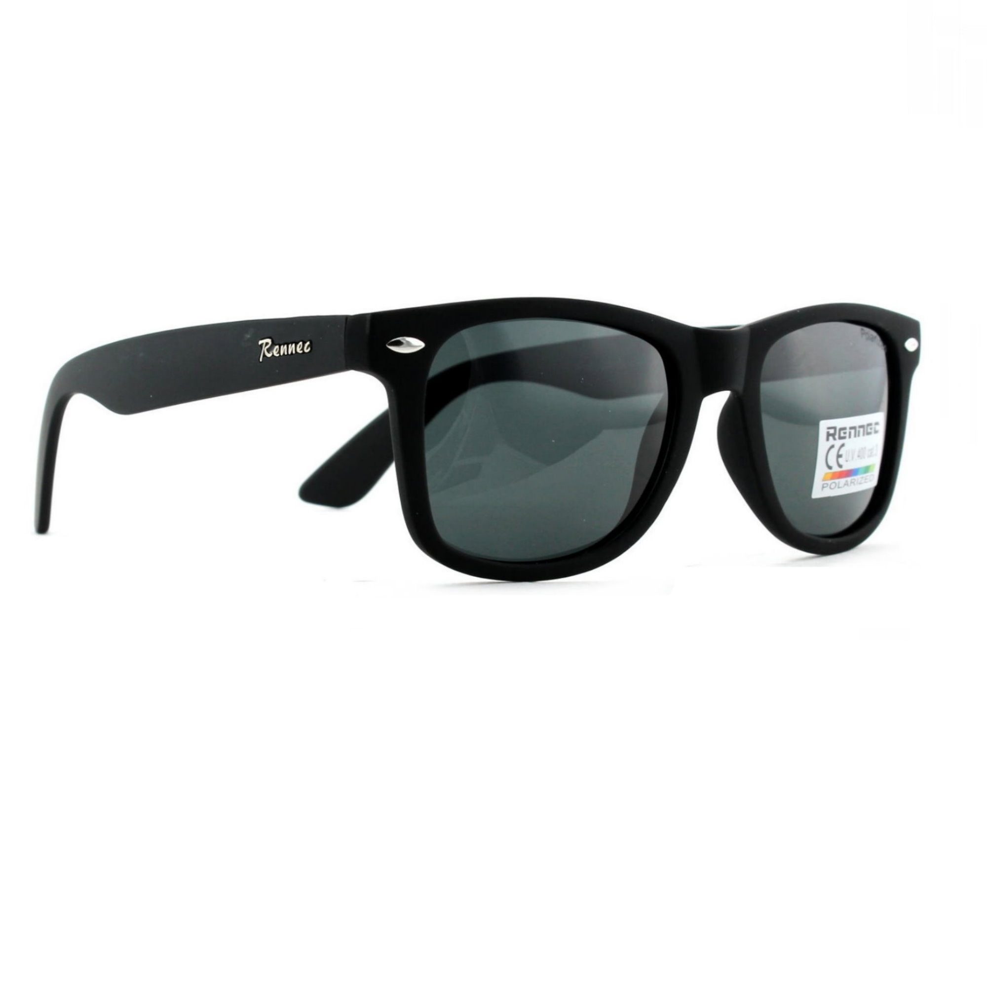 Rennec Sonnenbrille (Retro Sonnenbrille Polarisierte Gläser Getönt UV400 Nerdbrille) Polbrille mit schwimmfähigen Hardcase