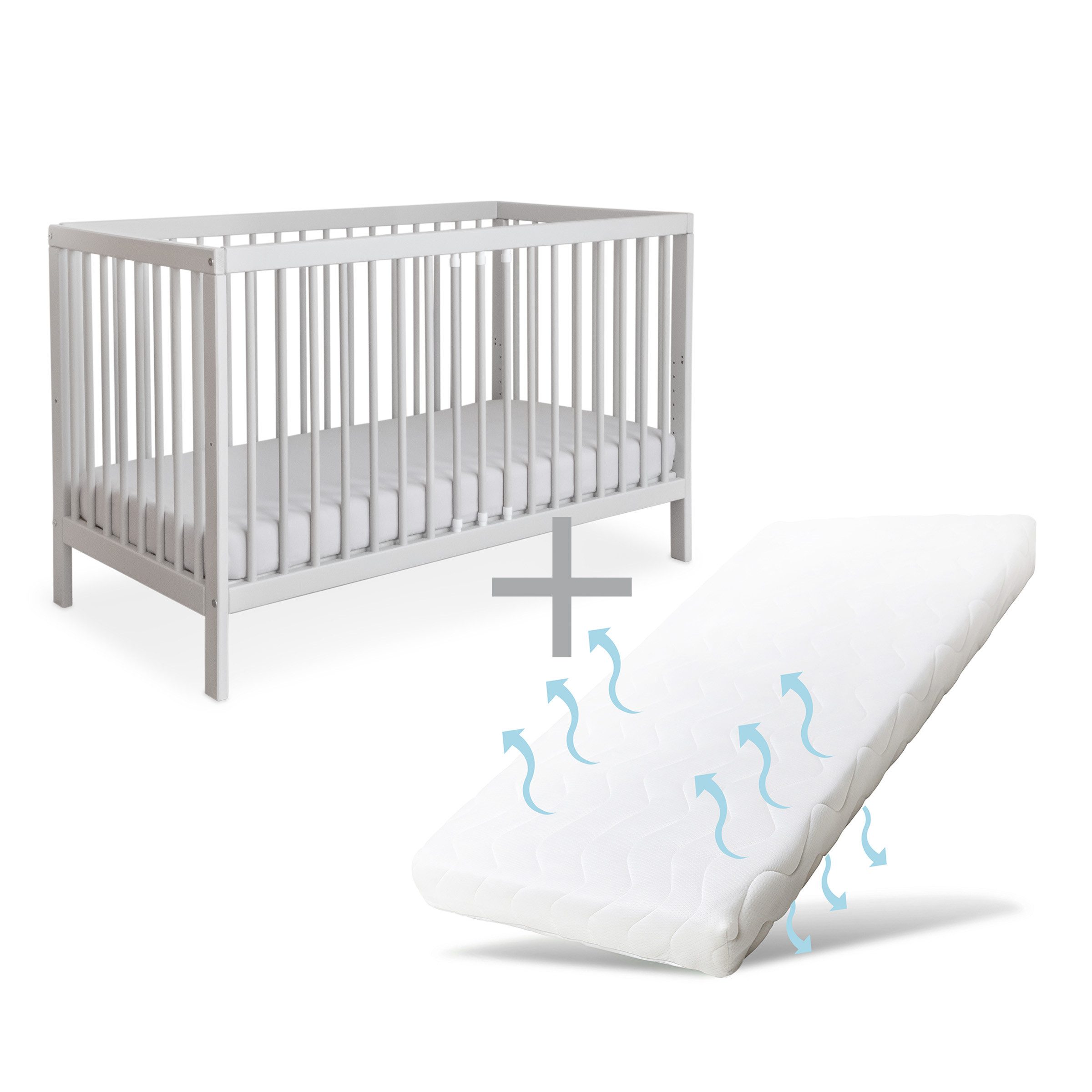 Ehrenkind Babybett PUR inkl. Matratze aus massivem Buchenholz, Gitterbett, günstig online kaufen