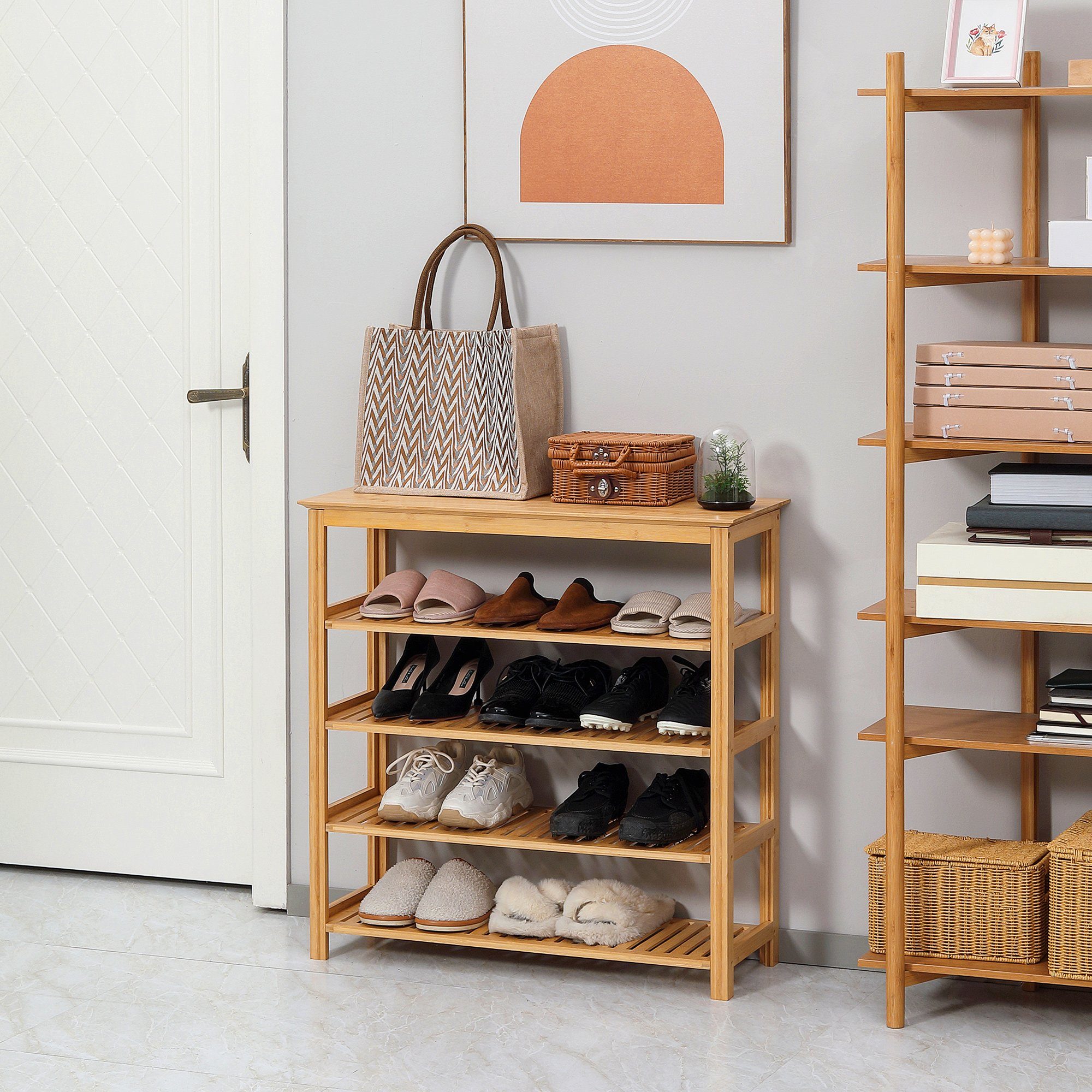HOMCOM Schuhregal Schuhablage mit 5 Ebenen, Schuhständer 1-tlg., für max. 20 Paar Schuhe