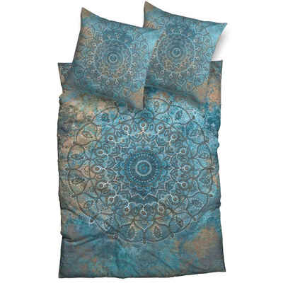 Bettwäsche Sleep Tight Blau Satin, CASATEX, Satin, 2 teilig, Orientalisch, Indisch