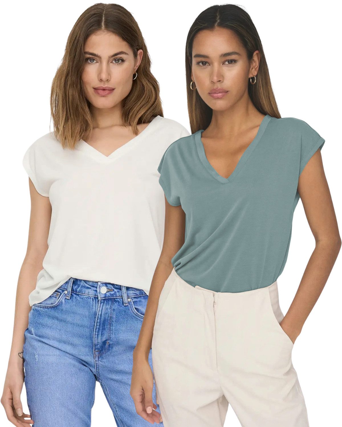 ONLY Shirtbluse Damen Basic V-Neck Shirt günstig online kaufen