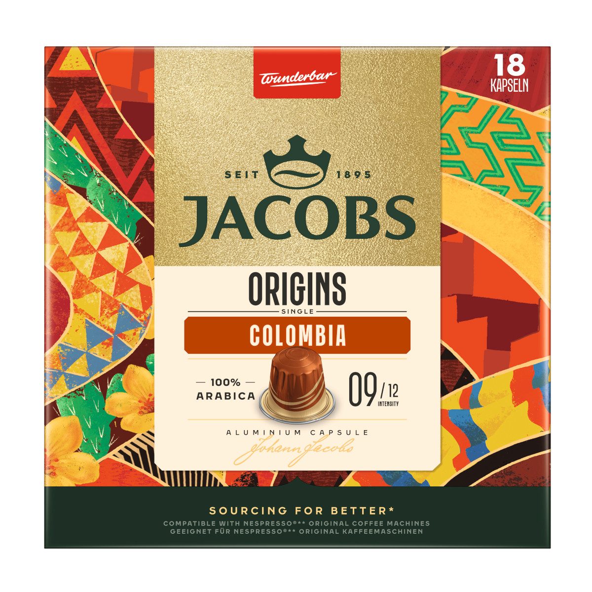 JACOBS Kaffee, Jacobs Origins Kaffee Kapseln Colombia 18 Stück Packung 93g