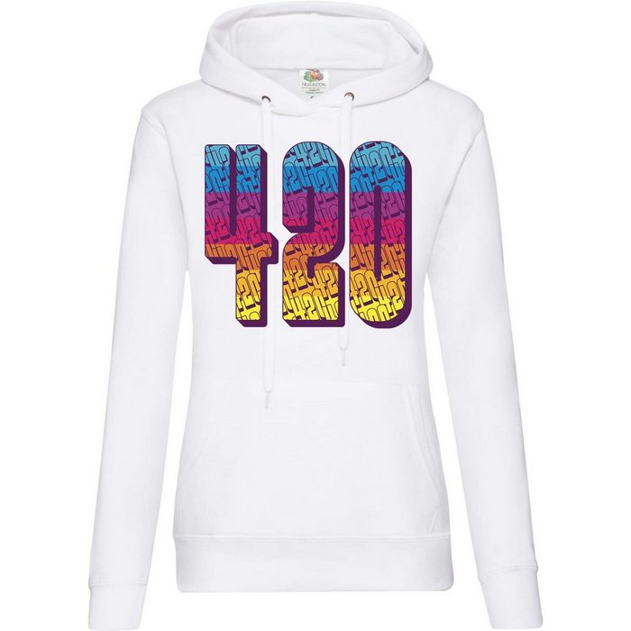 Youth Designz Kapuzenpullover 420 Regenbogen Damen Hoodie Pullover mit Trendigem Cannabis Frontdruck