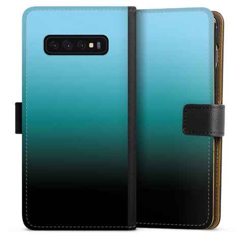 DeinDesign Handyhülle zweifarbig Farbverlauf schwarz Modern Darkness, Samsung Galaxy S10 Plus Hülle Handy Flip Case Wallet Cover