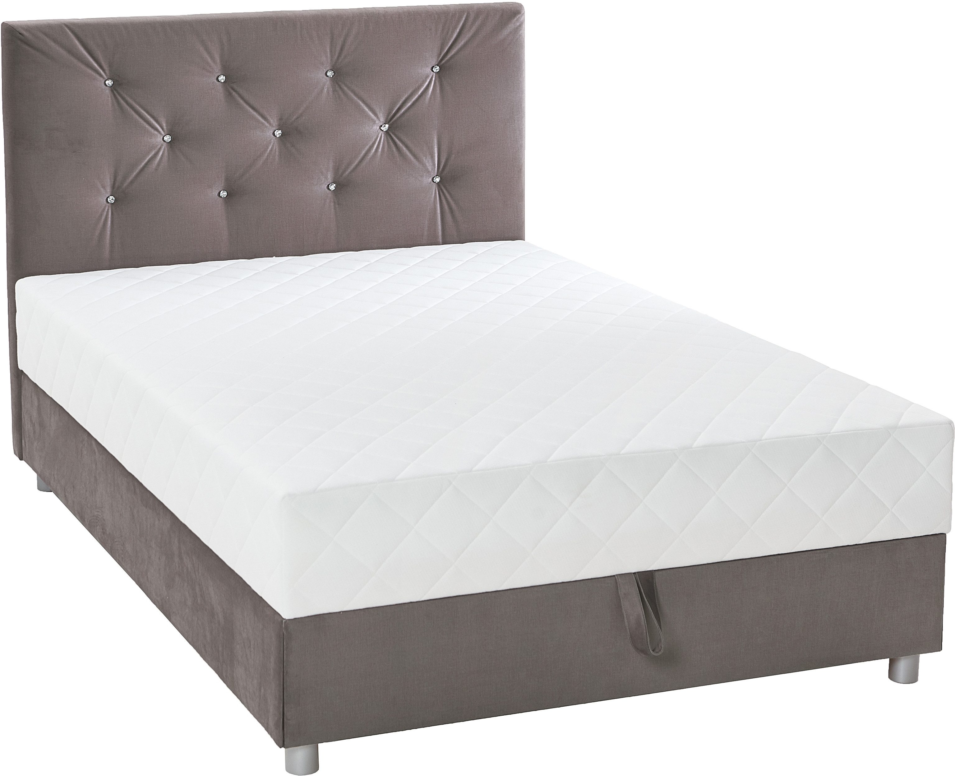 ATLANTIC home collection Boxbett CELIA im hochwertiger Samtoptik, mit Taschen-Federkernmatratze, Bettkasten und Strass-Steinen