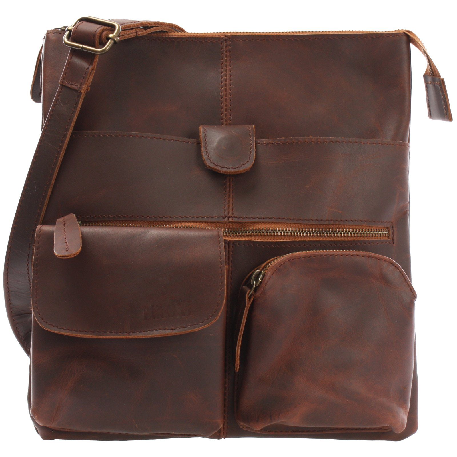 Umhängetasche Schultertasche Crossbody Tasche Damen Herren Echt Leder LE3011