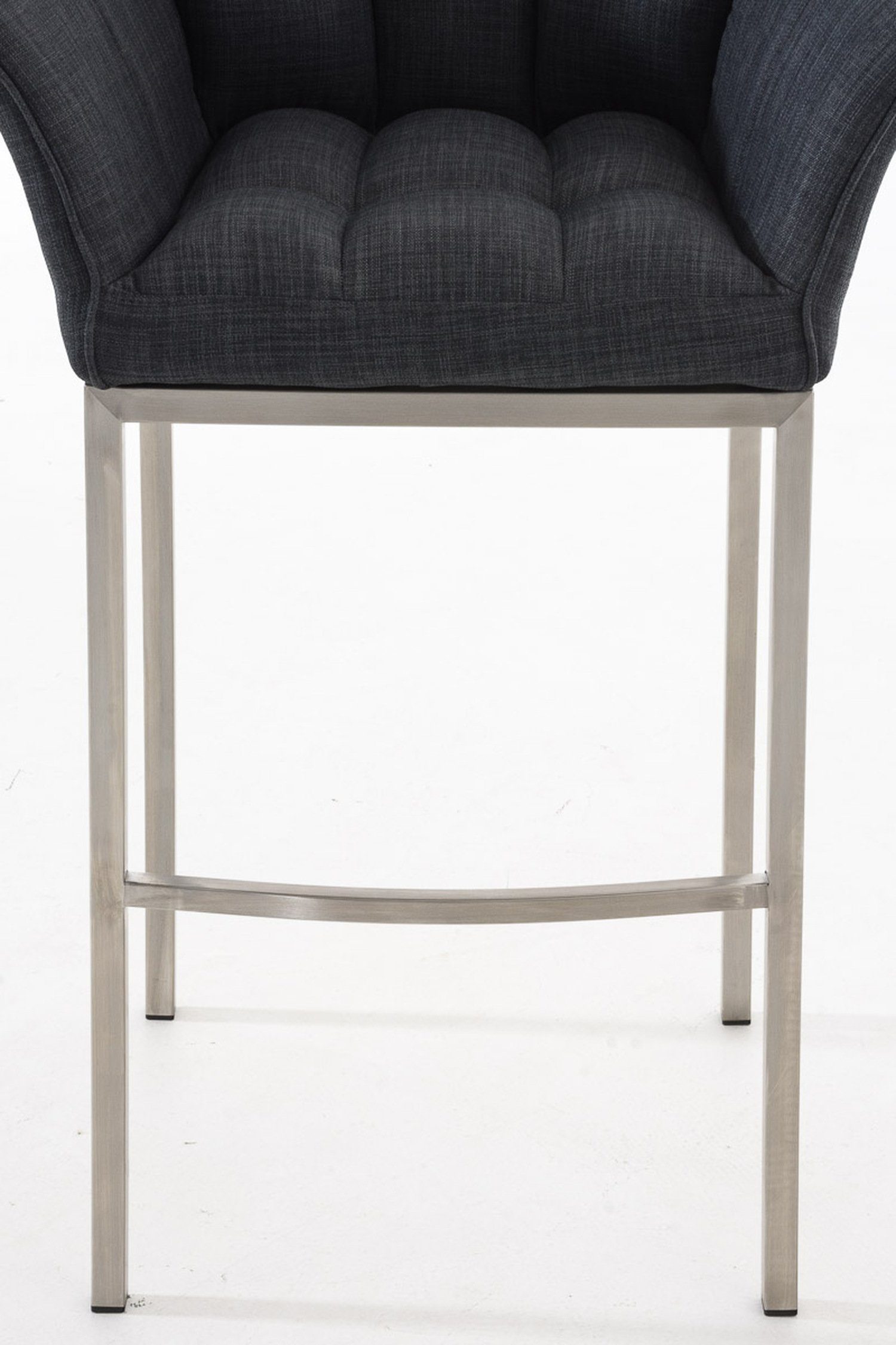 Theke TPFLiving (mit Hocker Sitzfläche: - Barhocker & Edelstahl Rückenlehne Gestell und 4-Fuß Küche), - Damaso Dunkelgrau Stoff für Fußstütze