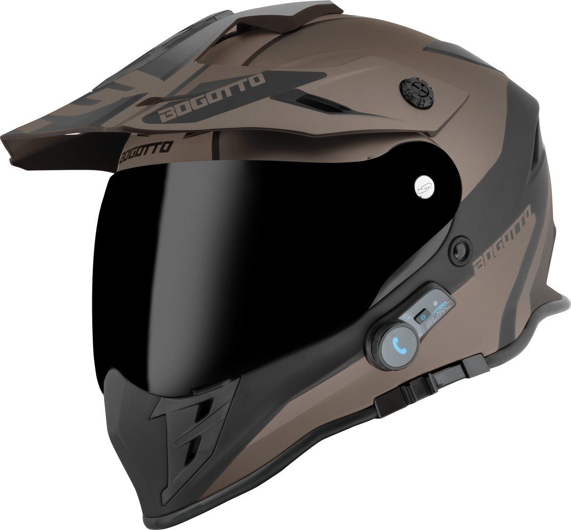 Bogotto Motocrosshelm H331 BT Tour EVO Bluetooth Enduro Helm, Vorbereitet Für Kommunikationssystem,integriertes Kommunikationss